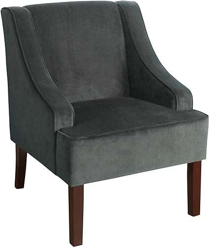HomePop Velvet Swoop Arm Living-Room-Chairs, Dark Grey