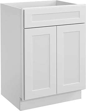 LOVMOR SW-VS24 24 W Base Cabinet, Single-Sink Bathroom Vanity Soft Closing Doors & Adjustable Shelves, 21 D24 W34-1 2 H, 24inches, White