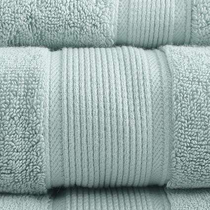 MADISON PARK SIGNATURE 800GSM 100% Cotton Luxurious Bath Towel Set Highly Absorbent, Quick Dry, Hotel & Spa Quality for Bathroom, Multi-Sizes, Seafoam 8 Piece