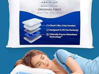 Mediflow Fiber Water Pillow - Adjustable Pillow for Neck Pain Relief, Pillow for Side, Back, and Stomach Sleepers, The Original Inventor of The Water Pillow, Clinically Proven Bed Pillow (1 Pillow)