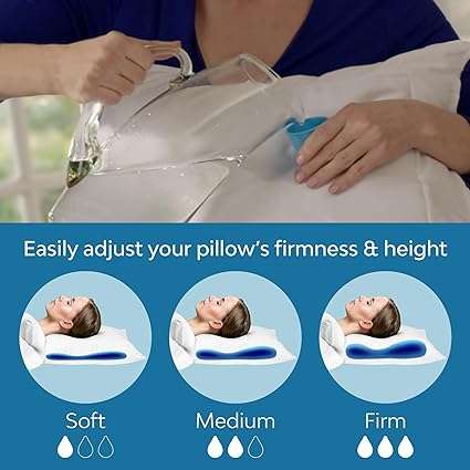 Mediflow Fiber Water Pillow - Adjustable Pillow for Neck Pain Relief, Pillow for Side, Back, and Stomach Sleepers, The Original Inventor of The Water Pillow, Clinically Proven Bed Pillow (1 Pillow)