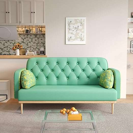 PHOYAL Loveseat Sofa, Mid Century Modern Decor Love Seat Couch, 56" 2-Seater Sofa Double seat Modern Sofa for Living Room, Apartment, Studio,Office & Small Space (Green)