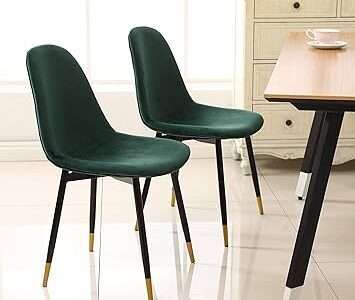 Roundhill Furniture Lassan Contemporary Fabric Dining Chairs, Set of 4, Wood, 22. 5 D x 17.25 W x 33.2 H, Green