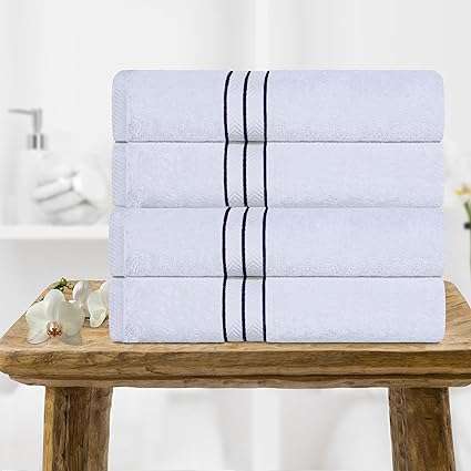 SUPERIOR Turkish Cotton Ultra-Plush Bath Towel Set of 4, Towels for Shower, Bathroom, Home Essentials, Spa, Guest/Master Bath, Airbnb, Apartment, Adults and Kids, Soft Quick Drying, Navy Blue