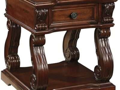 Signature Design by Ashley Alymere Traditional Square End Table, Hand-Finished with 1 Storage Drawer, Dark Brown