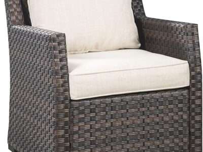 Signature Design by Ashley Easy Isle Outdoor Lounge Chair, Dark Brown & Beige
