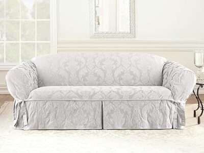 Sure FIT Matelasse Damask 1-Pc Sofa-White