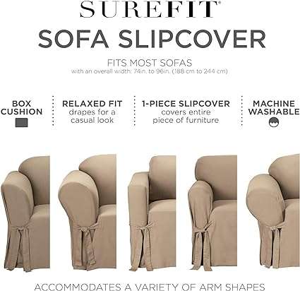 SureFit Duck 1 Piece Sofa Slipcover in Natural