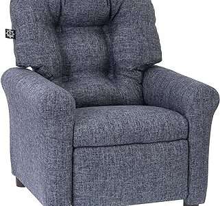 THE CREW FURNITURE Traditional Kids Recliner Chair, Toddler Ages 1-5 Years, Polyester Linen, Gray, Small