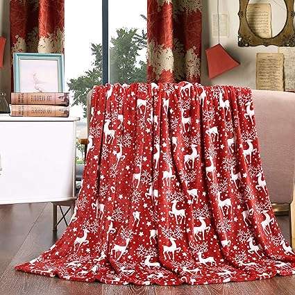 Valerian Luxury Velvet Touch Ultra Plush Christmas Blanket Soft, Warm, Cozy Holiday Printed Fleece Throw Blanket - 50 x 60inch