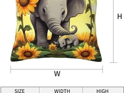mother and baby elephant sunflowers print Throw Pillow Covers Decorative Pillow Cover Square Cushion Cases Soft Cushion Cover Throw Sofa Pillow Case For Home Decor Living Room Bed Couch Car