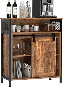 sogesfurniture Industrial Storage Cabinet, Farmhouse Sliding Barn Door Storage Cabinet with Storage Shelves, Cabinet for Bathroom, Entryway, Office, Kitchen, 27.5 Inch, Rustic