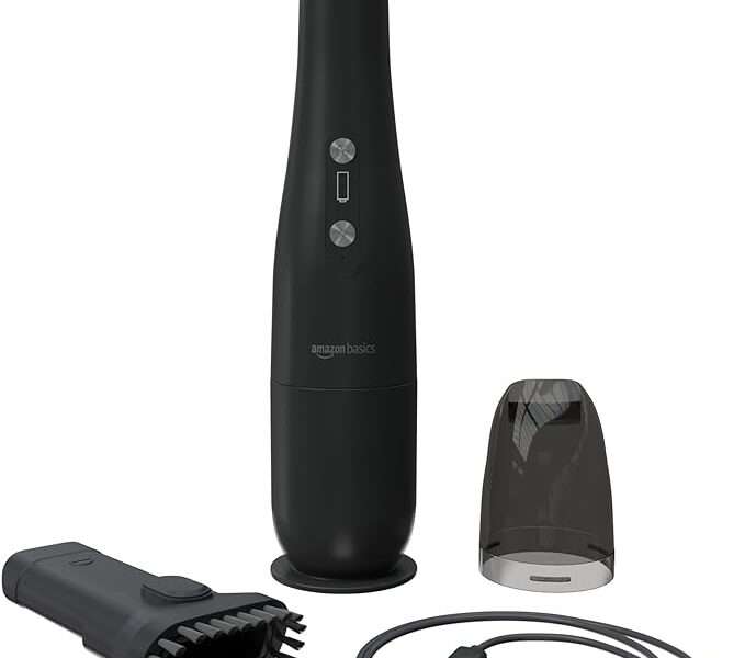 Amazon Basics Cordless Handheld Vacuum, USB Chargeable, Black