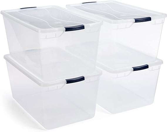 Amazon.com Rubbermaid Cleverstore Clear Plastic Storage Bins with Lid, 95 Qt-4 Pack, 4 Count Rubbermaid Everything Else