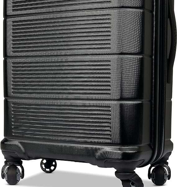 American Tourister Stratum 2.0 Hardside Expandable Luggage with Spinners, Jet Black, 2PC SET