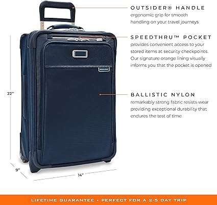 Briggs & Riley Uprights, Navy, 22-inch Baseline Essential Carry-On