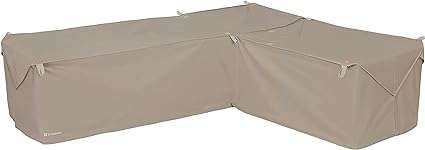 Classic Accessories Storigami Water-Resistant 104 Inch Easy Fold Patio Right-Facing Sectional Lounge Set Cover, Goat Tan, Patio Furniture Covers