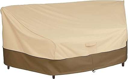 Classic Accessories Veranda Water-Resistant 46 Inch Patio Curved Sofa Sectional Cover, Patio Furniture Covers, Pebble Bark Earth