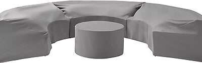 Crosley Furniture MO75016-GY Heavy-Gauge Reinforced Vinyl 4-Piece Catalina Cover Set (3 Round Sectional Sofa and Coffee Table), Gray