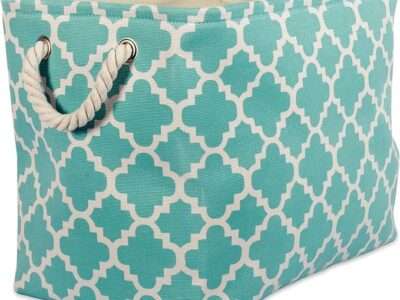 DII Polyester Container with Handles, Lattice Storage Bin, Large, Aqua