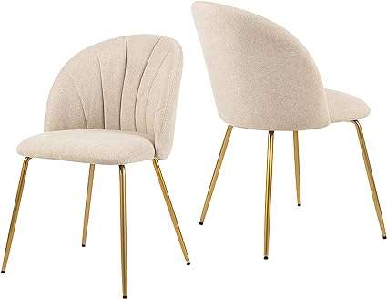 GIA Home Furniture Series Mid-Century Modern Dining Chair with Tufted Velvet Upholstery, Set of 2, Beige
