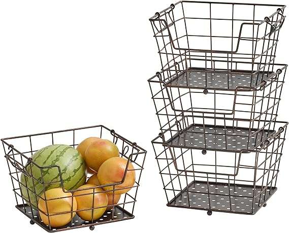 Gourmet Basics by Mikasa Ferme 4-Tier Metal Floor Standing Fruit