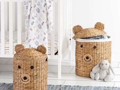 Honey-Can-Do Set of Two Bear Shaped Storage Baskets, Natural STO-09152 Natural Small