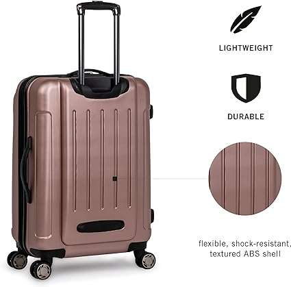 Kenneth Cole REACTION Renegade Luggage Expandable 8-Wheel Spinner Lightweight Hardside Suitcase, Rose Gold, 20-Inch Carry On