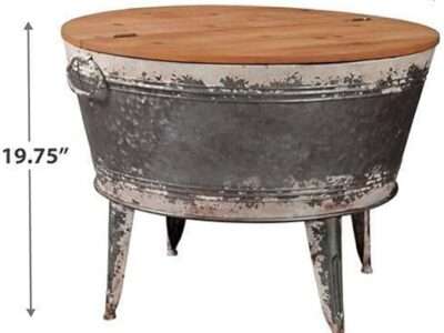 Signature Design by Ashley Shellmond Rustic Distressed Metal Accent Cocktail Table with Lift Top 20 , Gray