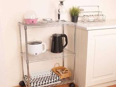 Simple Deluxe Heavy Duty 3-Shelf Shelving with Wheels, Adjustable Storage Units, Steel Organizer Wire Rack, Chrome