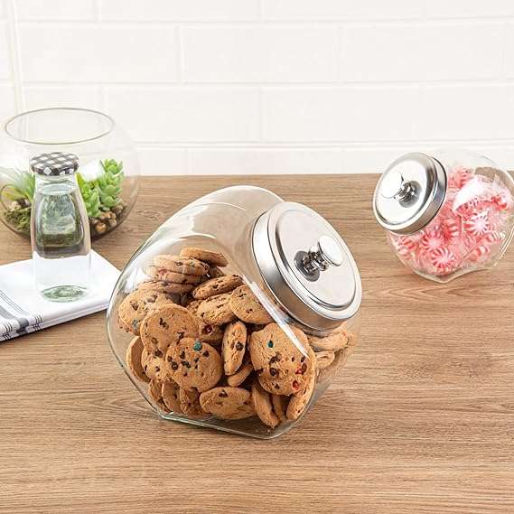Vetri 1 Gallon Penny Jar, 1 Durable Candy Jar - With Wide Spout, Chrome Lid, Clear Glass Cookie Jars For Kitchen Counter, Dishwashable - Restaurantware