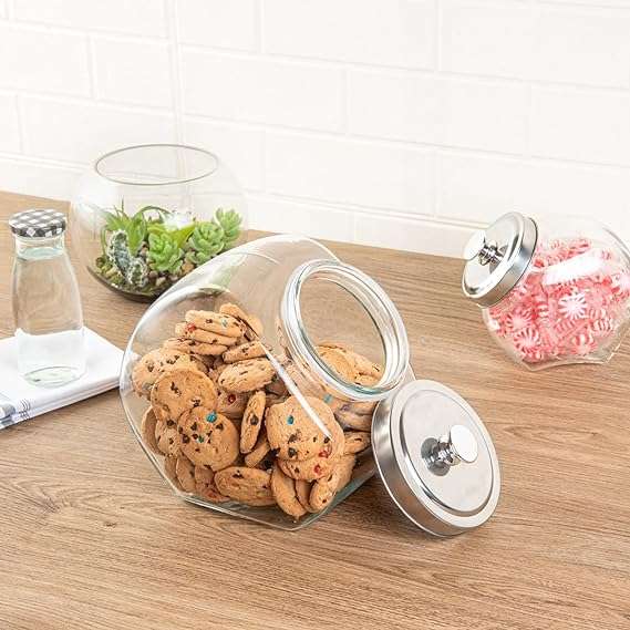 Vetri 1 Gallon Penny Jar, 1 Durable Candy Jar - With Wide Spout, Chrome Lid, Clear Glass Cookie Jars For Kitchen Counter, Dishwashable - Restaurantware