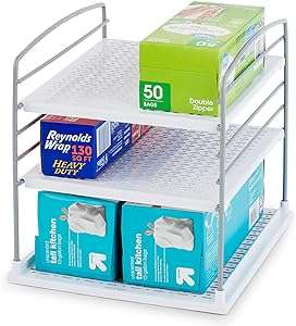 YouCopia UpSpace Adjustable Box Organizer for Foil Wrap and Kitchen Cabinet Storage, Original, White