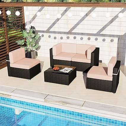 【Thickened Cushion】The outdoor sectional sofa with high elasticity thickened seat and back cushions provide extraordinary comfort to enjoy your leisure time completely. 【Sturdy Material】 Made of a high-quality steel frame and PE rattan, it can ensure durab