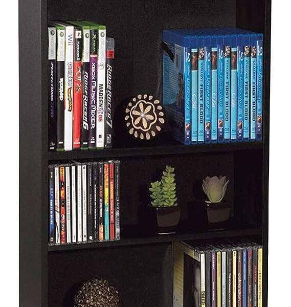 Atlantic Drawbridge Media Storage Cabinet - Organize optical media, up to 240 CD, or 108 DVD, or 132 BD Video Games, Adjustable Shelves, PN 37935726 in Black1