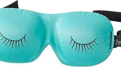 Bucky Ultralight Comfortable Contoured Travel and Sleep Eye Mask, Aqua Eyelash, One Size