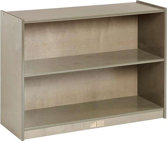 ECR4Kids 2-Shelf Mobile Storage Cabinet, Classroom Furniture, Grey Wash