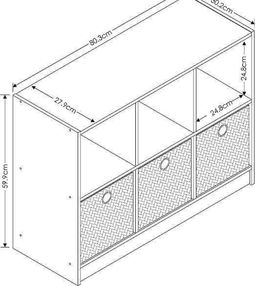 Furinno Basic 3x2 Cube Storage Bookcase Organizer with Bins, Columbia Walnut