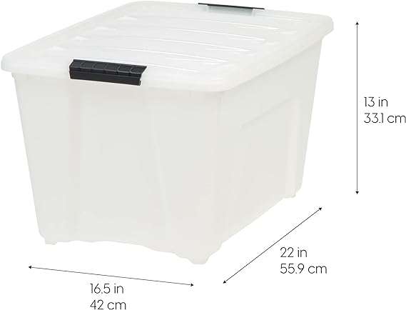 IRIS USA 6 Pack 53qt Plastic Storage Bin with Lid and Secure Latching Buckles, Pearl