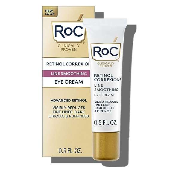 RoC Retinol Correxion Under Eye Cream for Dark Circles & Puffiness, Daily Wrinkle Cream, Anti Aging Line Smoothing Skin Care Treatment, Christmas Gifts & Stocking Stuffers, 0.5 oz (Packaging May Vary