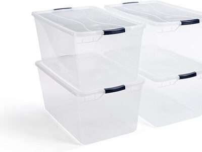 Rubbermaid Cleverstore Clear Plastic Storage Bins with Lid, 95 Qt-4 Pack, 4 Count