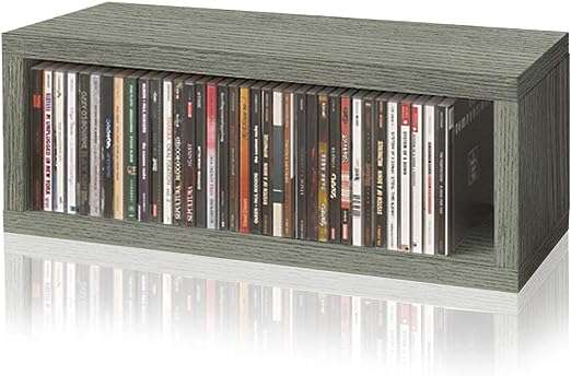 Way Basics Media Storage CD Rack Stackable Organizer - Holds 40 CDs (Grey)