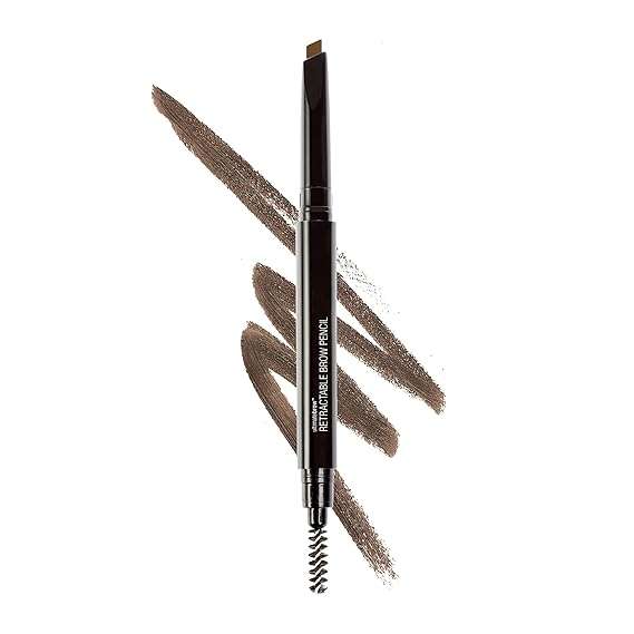 wet n wild Ultimate Eyebrow Retractable Definer Pencil, Medium Brown, Dual-Sided Brow Brush, Fine Tip, Shapes, Defines, Fills Brow Makeup