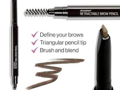 wet n wild Ultimate Eyebrow Retractable Definer Pencil, Medium Brown, Dual-Sided Brow Brush, Fine Tip, Shapes, Defines, Fills Brow Makeup