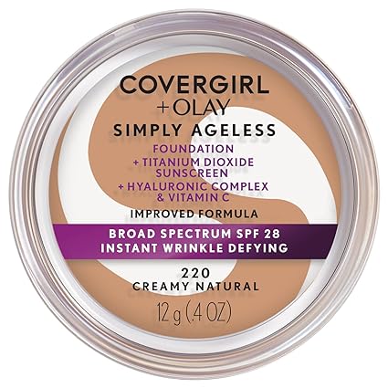 COVERGIRL & Olay Simply Ageless Instant Wrinkle-Defying Foundation, Creamy Natural 0.44 Fl Oz (Pack of 1)