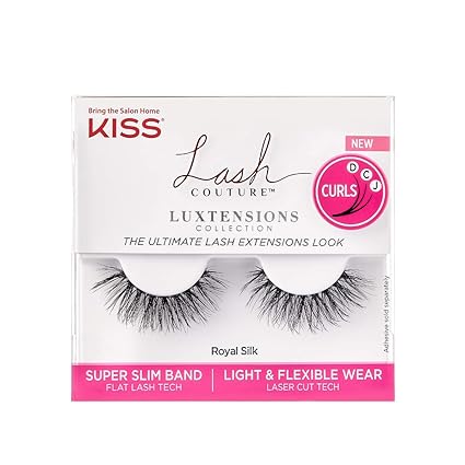 KISS Lash Couture Luxtension False Eyelashes, Royal Silk', 10 mm, Includes 1 Pair Of Lash, Contact Lens Friendly, Easy to Apply, Reusable Strip Lashes