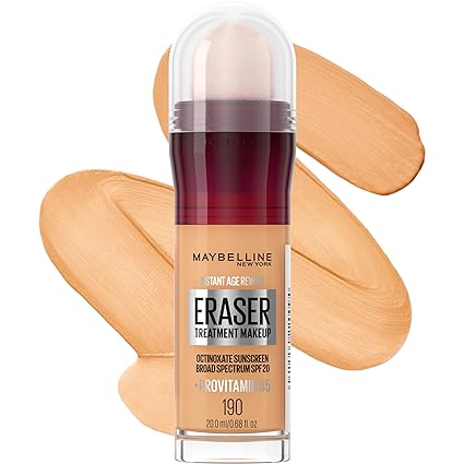 Maybelline Instant Age Rewind Eraser Foundation with SPF 20 and Moisturizing ProVitamin B5, 190, 1 Count (Packaging May Vary)