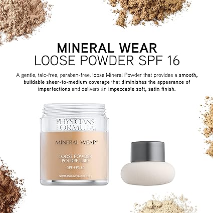 Physicians Formula Mineral Wear Talc-Free Loose Powder Translucent Light, Dermatologist Tested, Clinically Tested