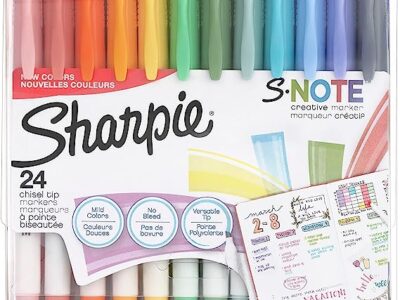 SHARPIE S-Note Creative Markers, Highlighters, Assorted Colors, Chisel Tip, 24 Count