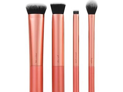 Real Techniques Face Base Makeup Brush Kit, For Concealer, Foundation, & Contour, Works With Liquid, Cream & Powder Products, For Blending & Buffing, Makeup Brush Set for Sculpting, 4 Piece Set